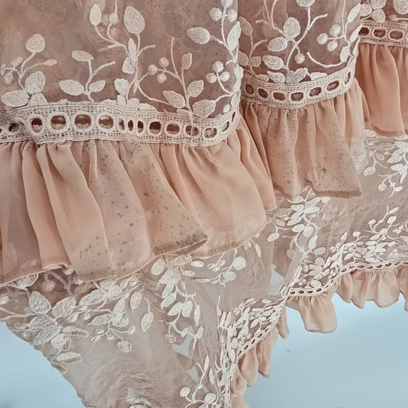 Aqua Womens Blush Embroidered Flounce Maxi Party Night Out Dress Medium - Picture 9 of 13